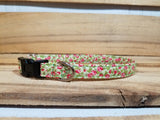 Tiny Green Floral 1/2" X-Small Dog Buckle Collar  7"-11"